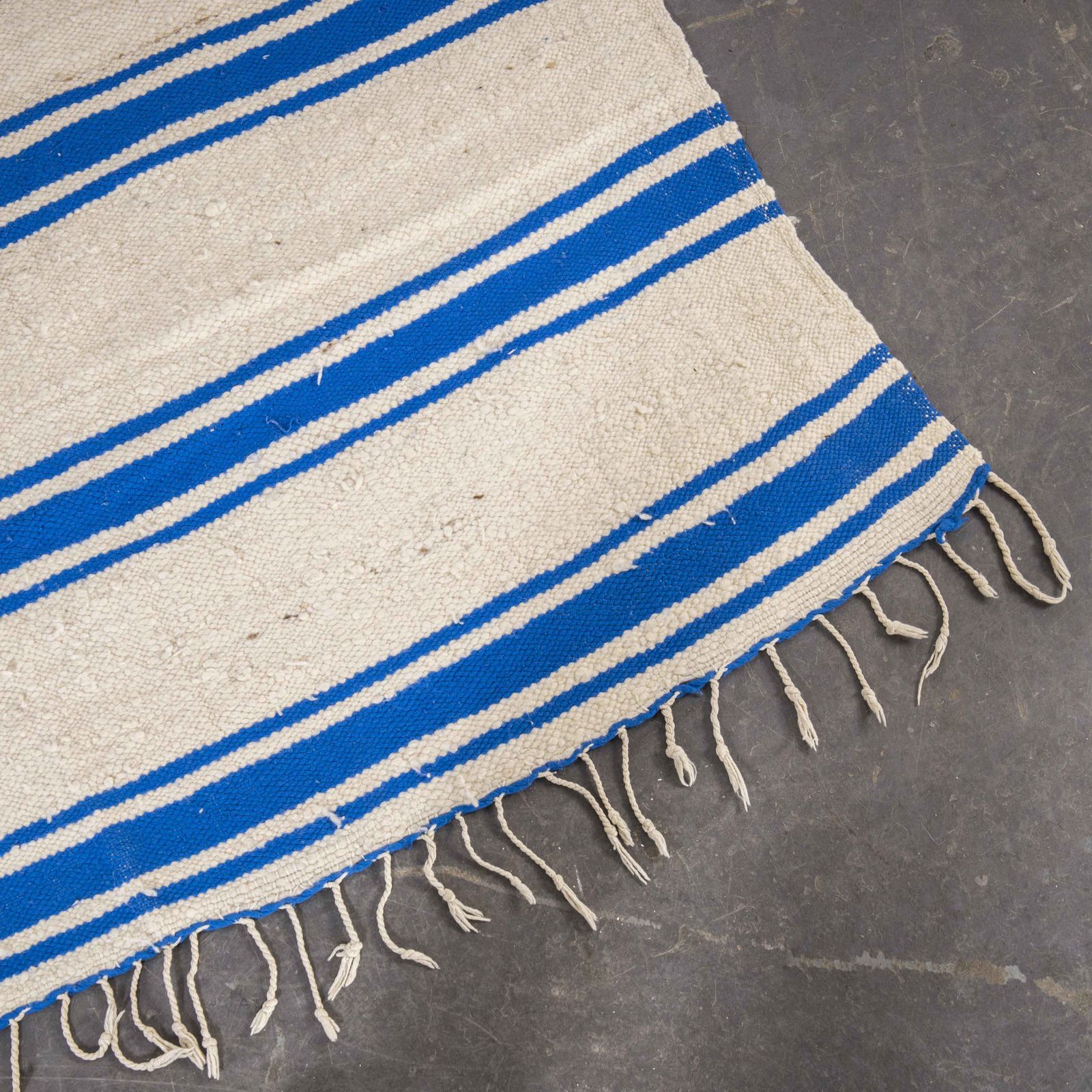 Vintage Berber Blue Stripe Hanbel Rug photo Textiles