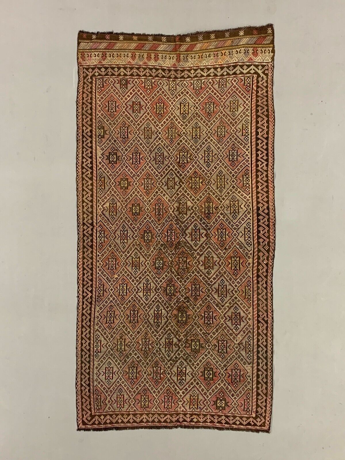 Large Vintage Turkish Kilim Rug 331x165 Cm Wool Jajim Kelim