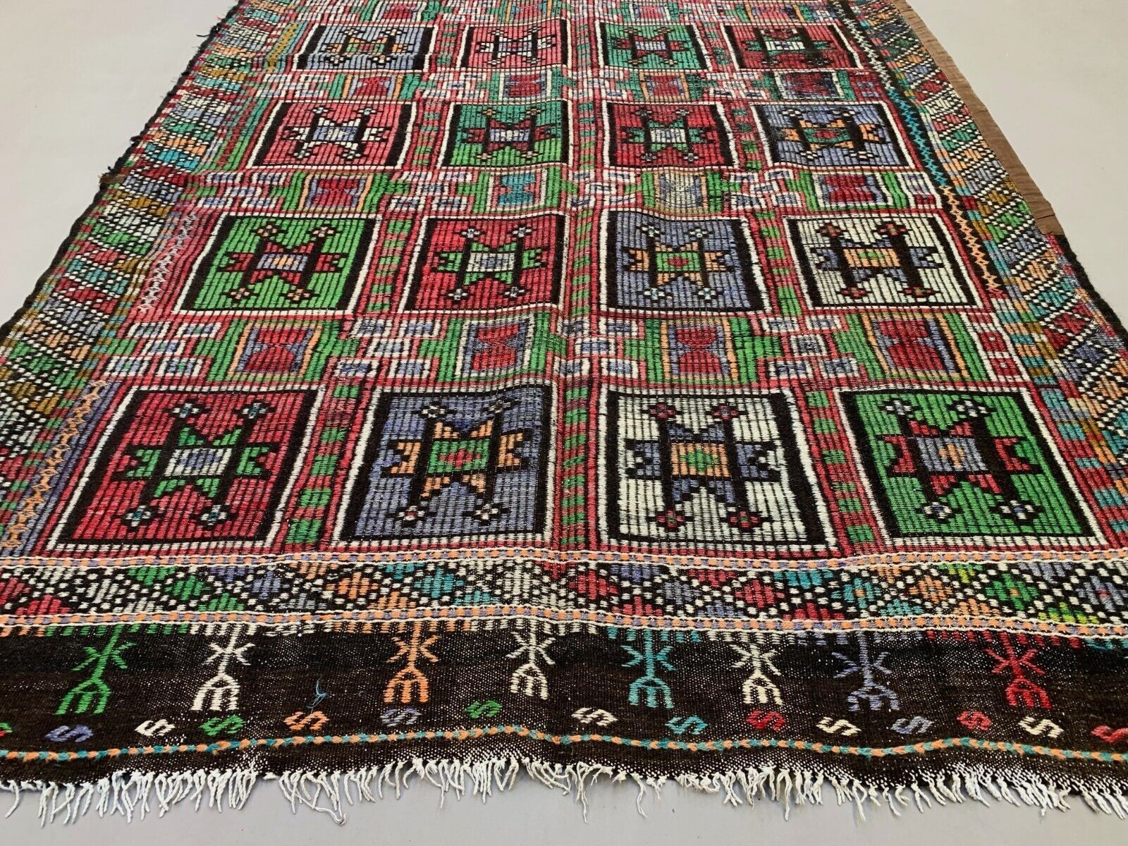 Large Vintage Turkish Kilim Rug 350x195 Cm Wool Jajim Kelim photo furniture