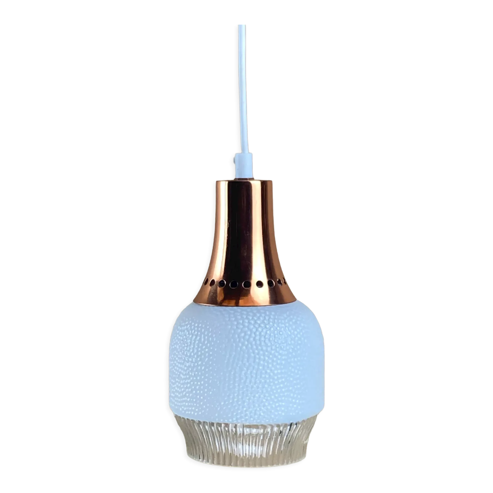 photo vintage Vintage Space Age Copper And Opaline Hanging Lamp