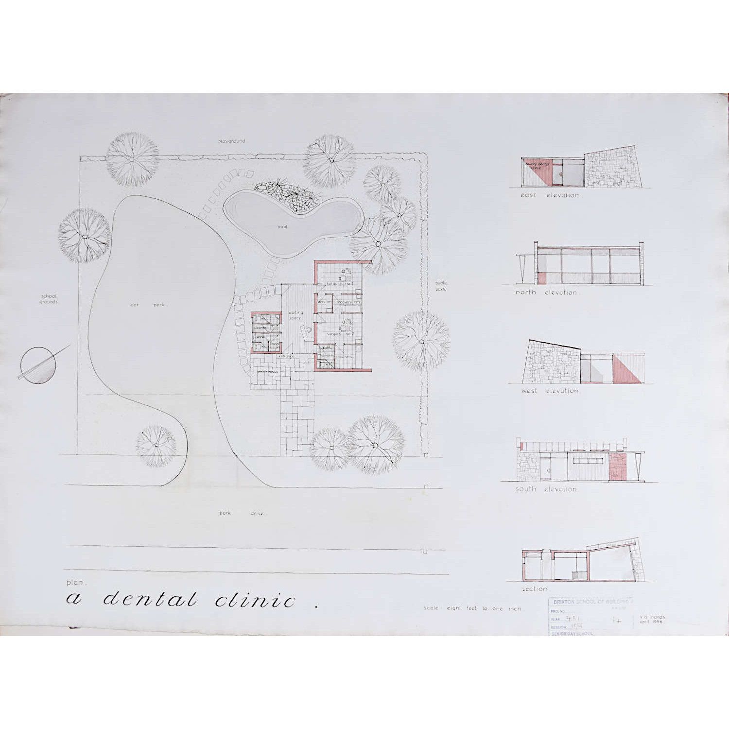 Design For Modernist Dental Surgery Mid Century Architectural Drawing