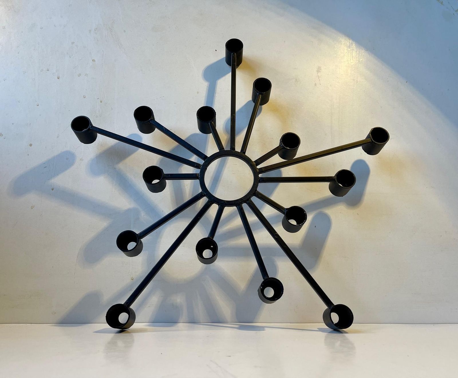 Vintage Danish Shooting Star Candleholder In Black Iron, 1970s