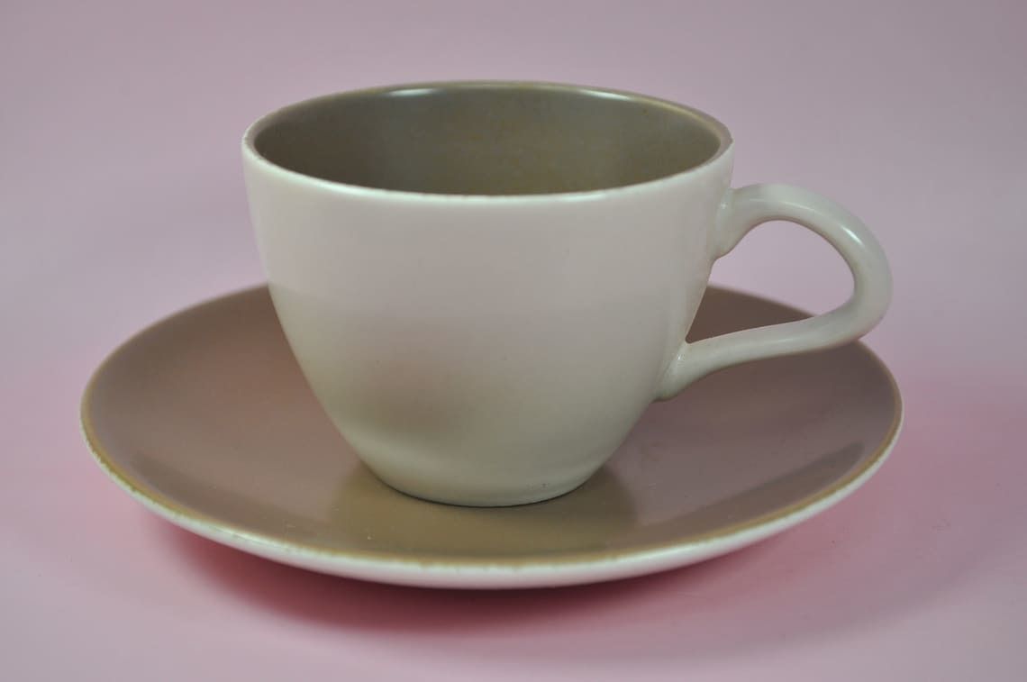 photo furniture Retro Coffee Cups, Poole Pottery Twintone Mushroom Sepia