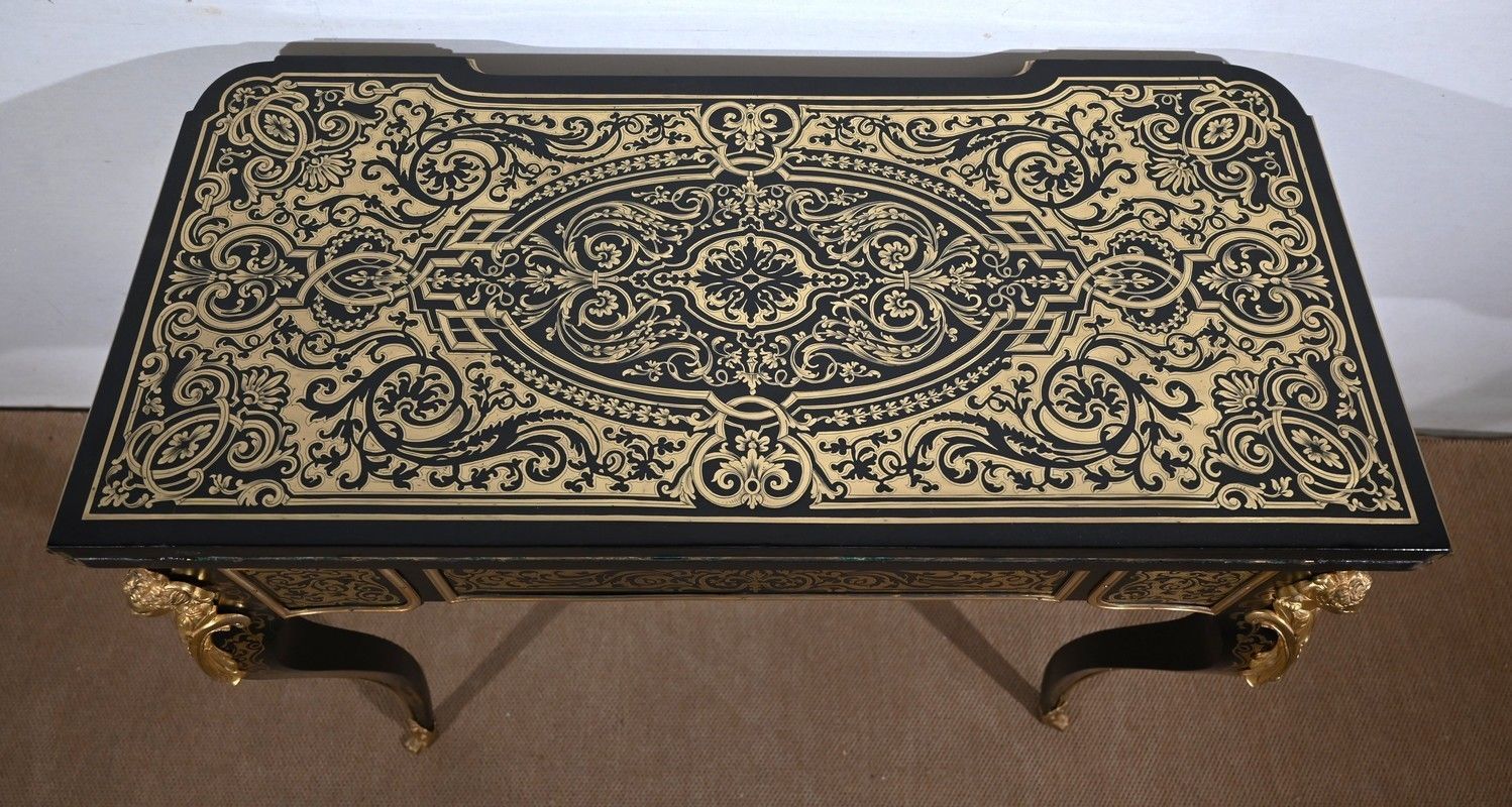 Ceremonial Console Table In Blackened Pear Tree, Napoleon III Period   Mid 19th Century photo vinterior