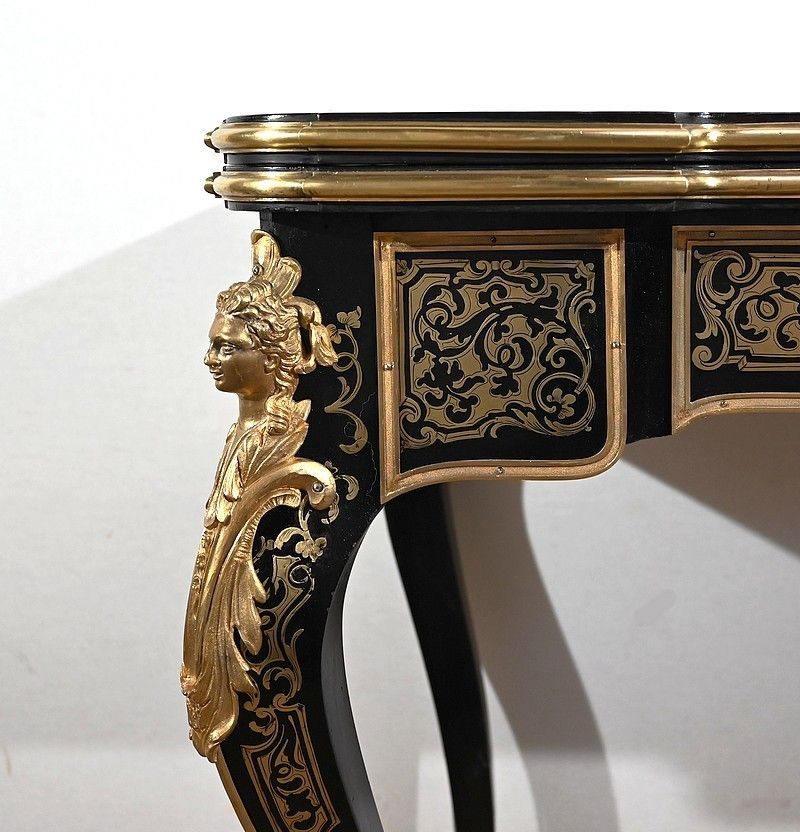 7096.7 Ceremonial Console Table In Blackened Pear Tree, Napoleon III Period   Mid 19th Century photo