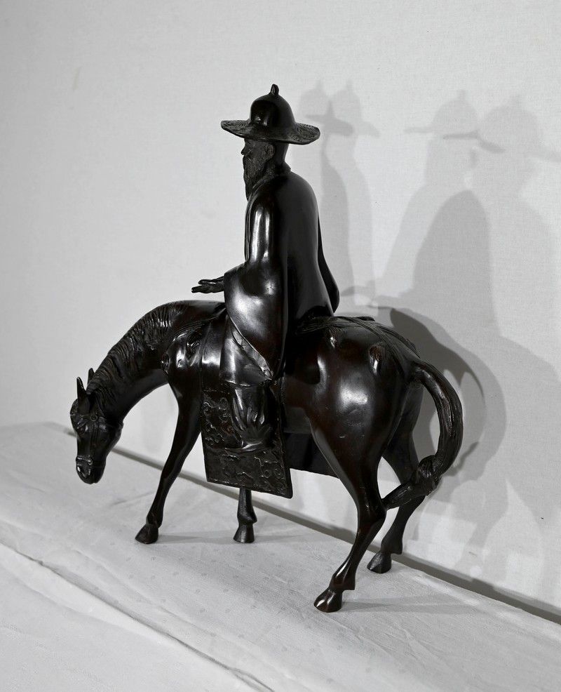 “Le Cavalier” Bronze Set, China – Early 20th Century photo for sale