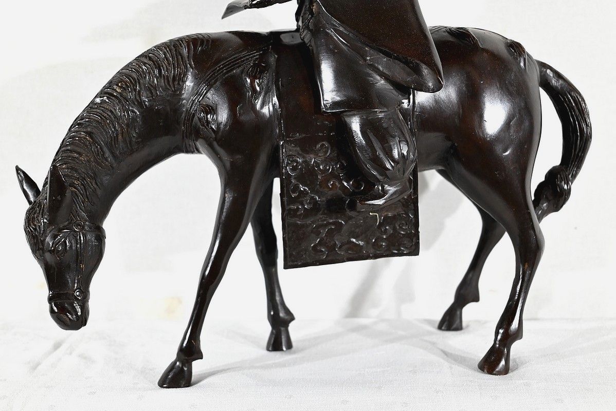 “Le Cavalier” Bronze Set, China – Early 20th Century photo vintage