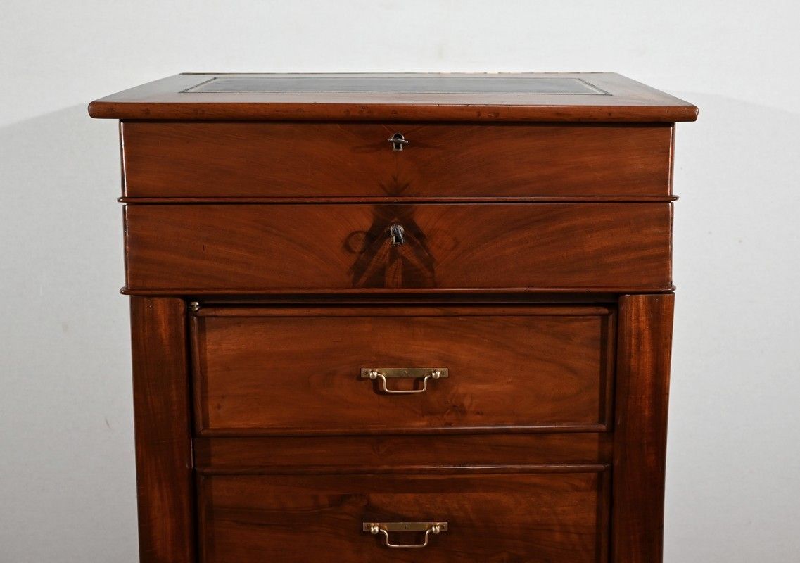 photo furniture Faux Cartonnier Mahogany Desk, Restoration Period   1st Part Of The 19th Century