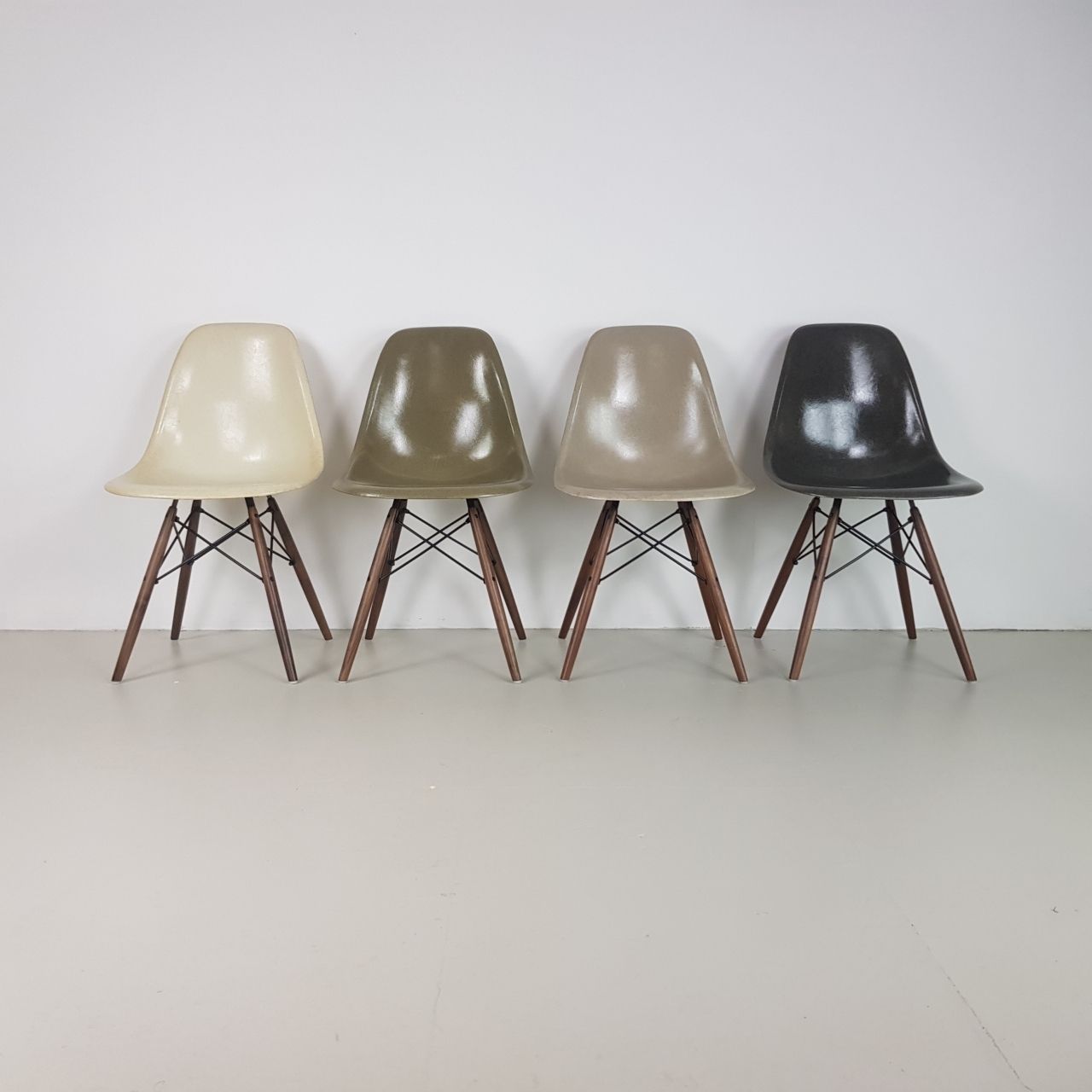 Eames Herman Miller Dsw Side Chairs In Greys   Umber / Grey / Greige / Parchment