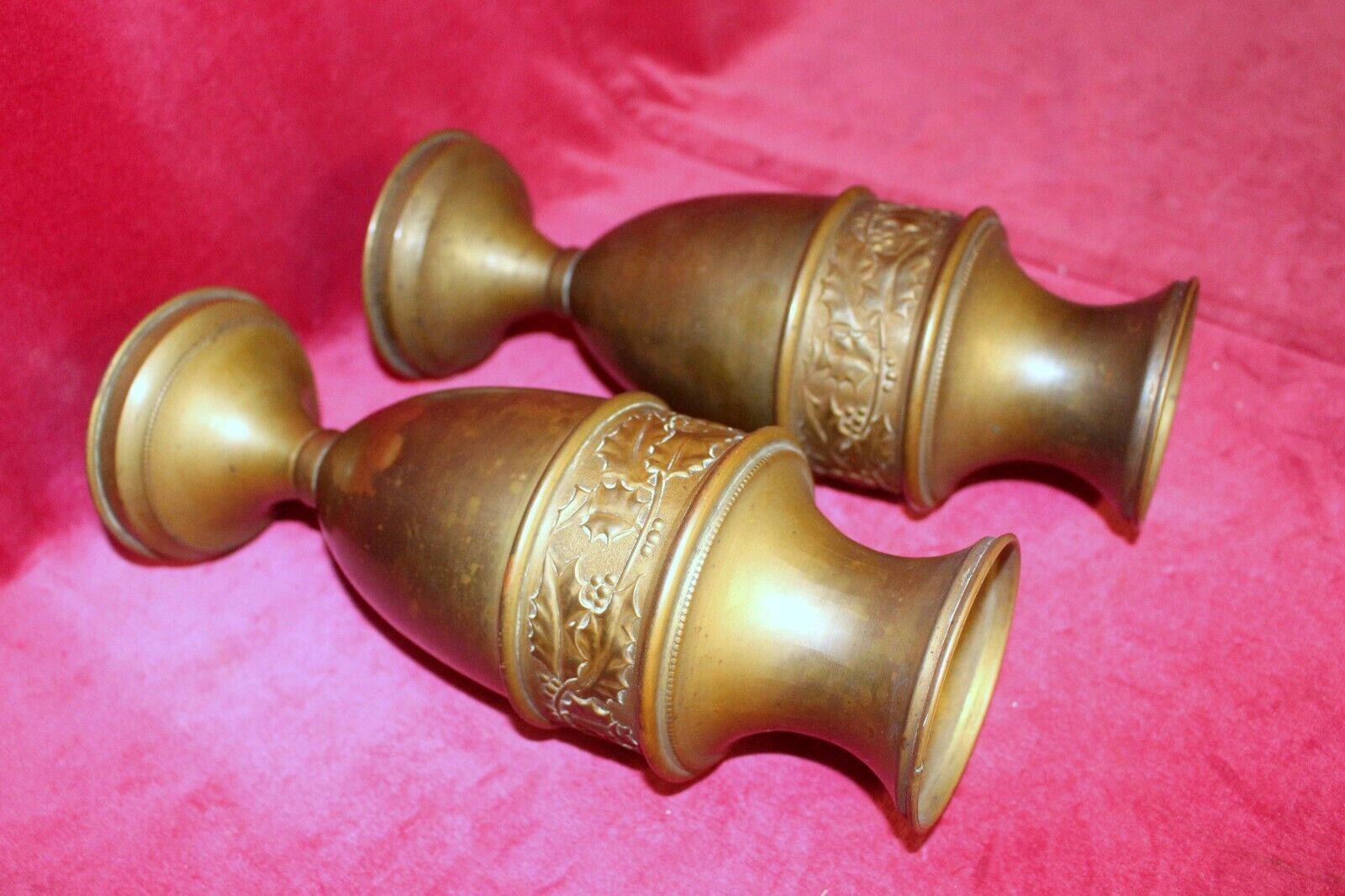 Antique Art Decor French Pair Vase Royal Palace Copper Brass Bottle Jar photo buy