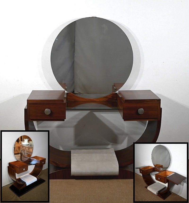 Paquebot Dressing Table In Rosewood, Art Deco, Early 20th Century