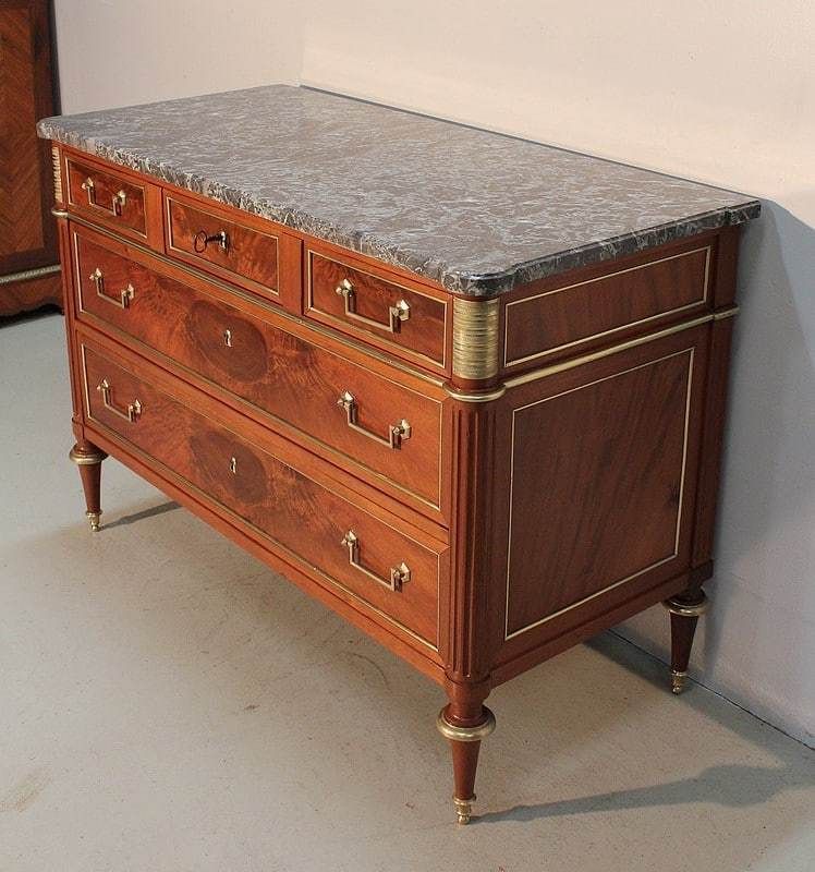 Mahogany Chest Of Drawers, Louis XVI Period, 18th Century photo for sale