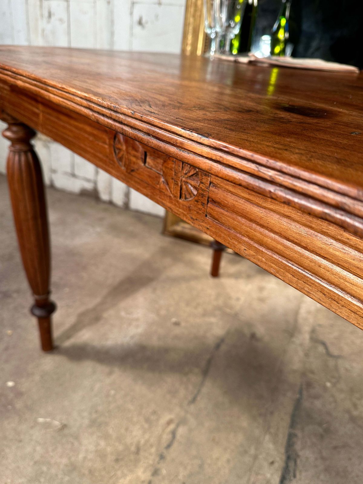 Antique French Provincial Fruitwood Farmhouse Kitchen Table Circa 1870 photo for sale