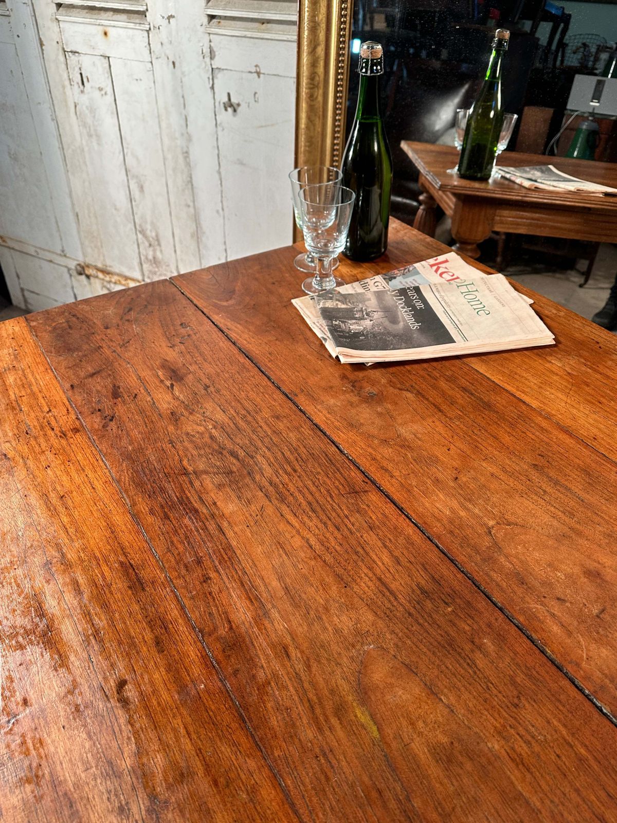 Antique French Provincial Fruitwood Farmhouse Kitchen Table Circa 1870 photo vinterior