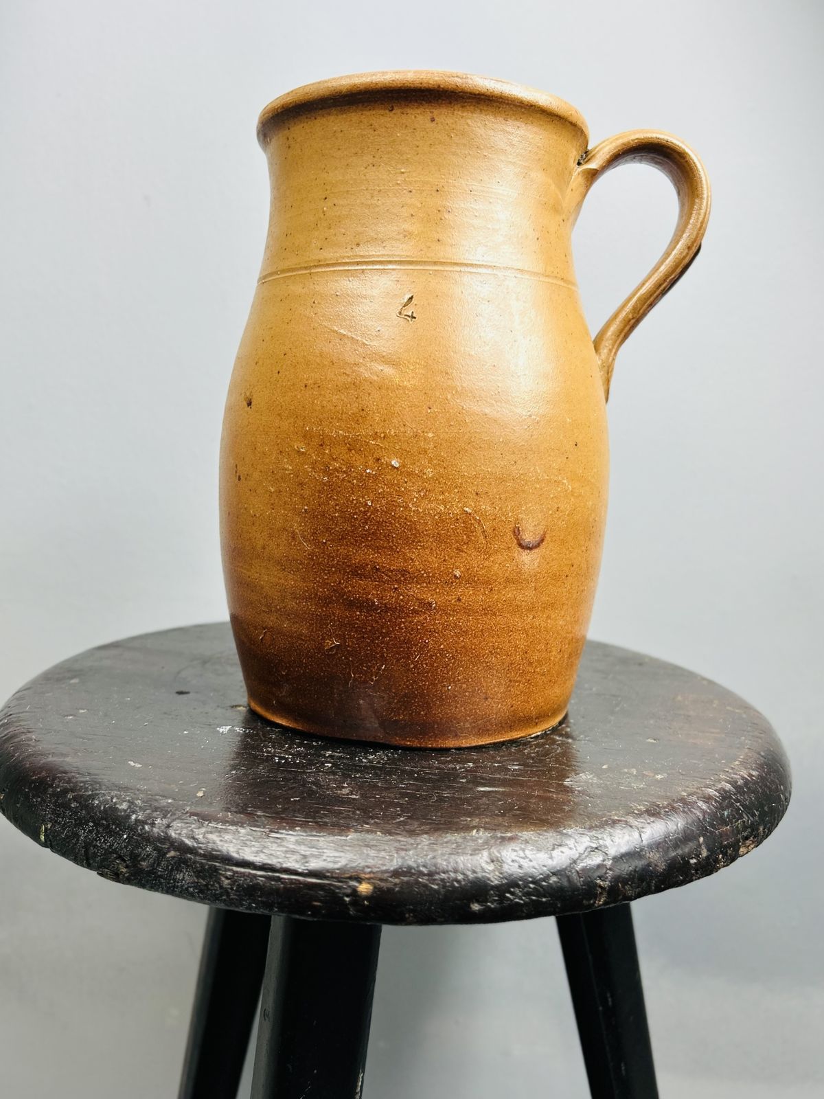 100.0 Antique French 19th Century Glazed Jug/ Vase/ Confit Pot. photo