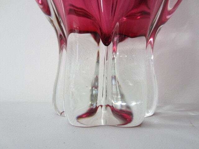 Czech Art Glass Vase Josef Hospodka Chribska Pink 1960 Rare Large And Heavy photo buy