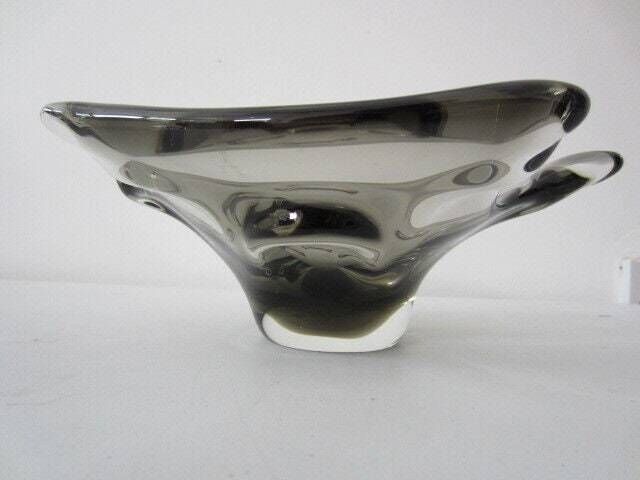 Bohemian Czech Skrdlovice Beranek Art Glass Sommerso Bowl Grey Scarce photo 104.0
