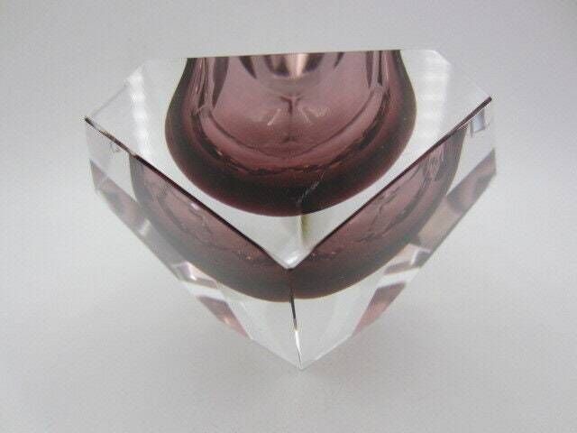 Mandruzzato Murano Sommerso Pink Space Age Geometric Art Glass Bowl Italy photo Home Decor