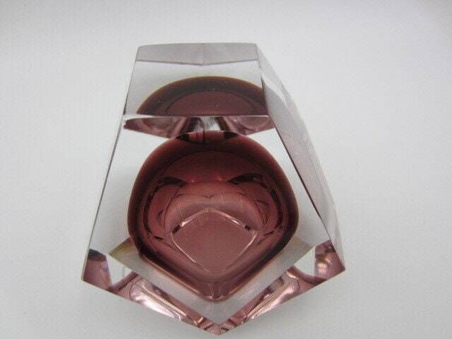 Mandruzzato Murano Sommerso Pink Space Age Geometric Art Glass Bowl Italy photo vinterior