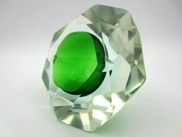 Mandruzzato Geometric Murano Facet Cut Green Blue Sommerso Bowl photo vinterior