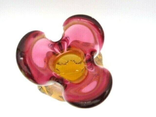 Beautiful Chribska Flower Mouth Pink And Orange Sommerso Art Glass Vase photo 72.0