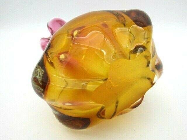 photo furniture Beautiful Chribska Flower Mouth Pink And Orange Sommerso Art Glass Vase