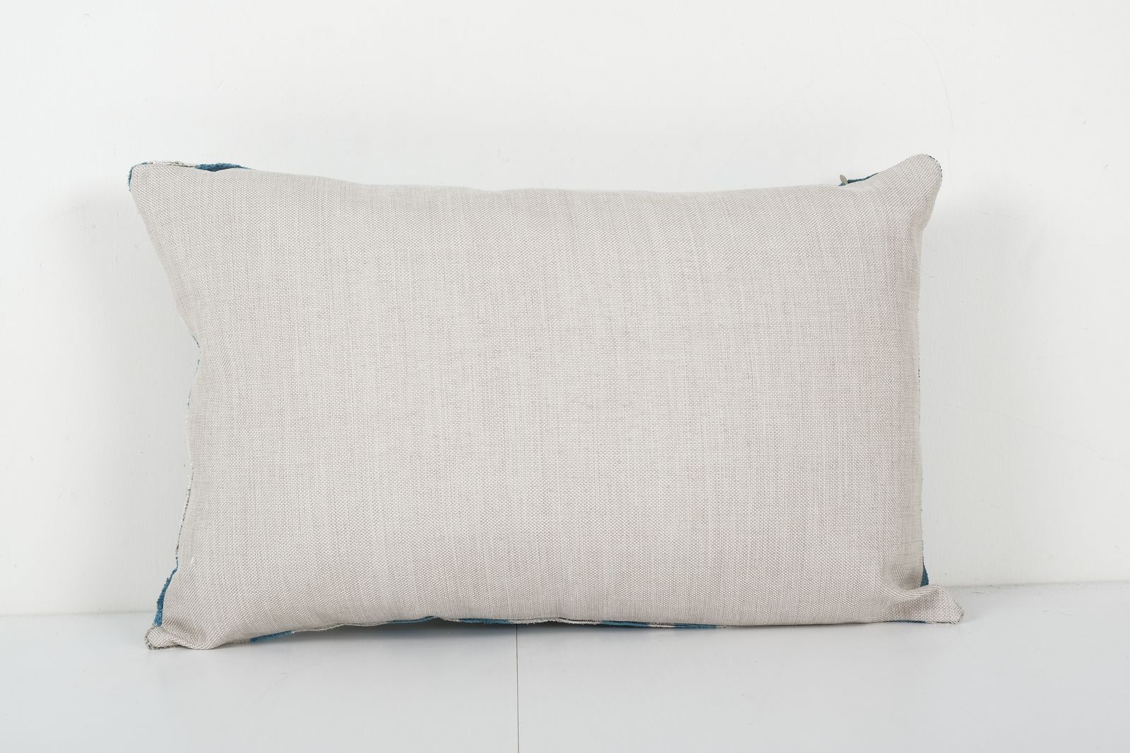 Ikat Lumbar Pillow, Sky Blue Silk Velvet Pillow Cover, Polka Dot Ikat Cushion Cover 16'' X 24'' photo Textiles