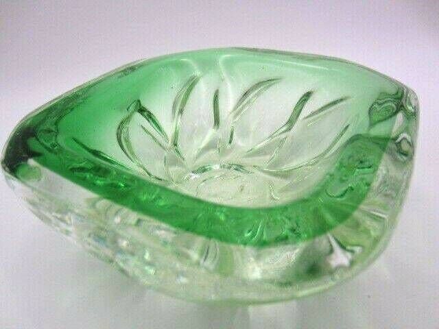 Green Organic Square Murano Or Czech Heavy Sommerso Art Glass Bowl photo furniture