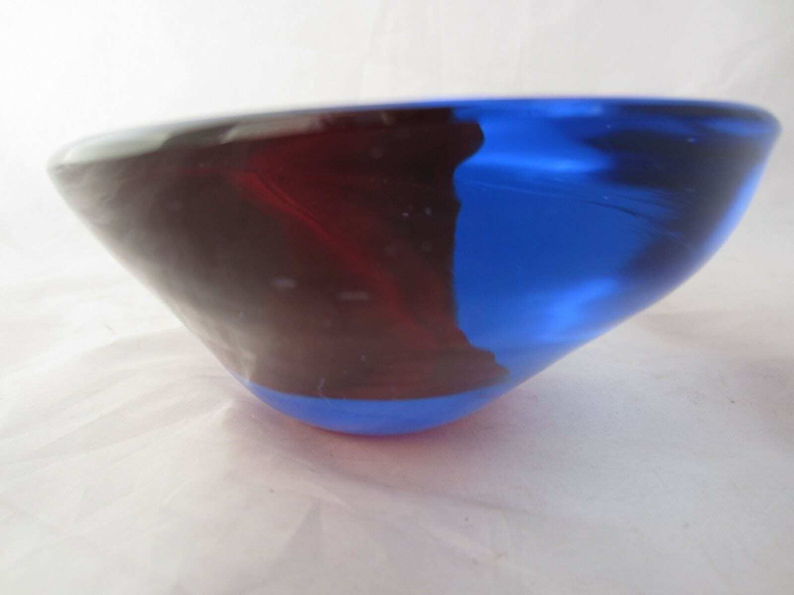 Da Ros Cenedese Art Glass Designer Bowl Sommerso Blue / Red Space Age Murano photo 946.0