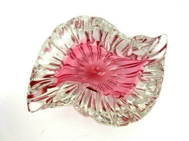 Oball Pink Teardrop Shaped Art Glass Geode Murano Sommerso Bowl photo 116.0