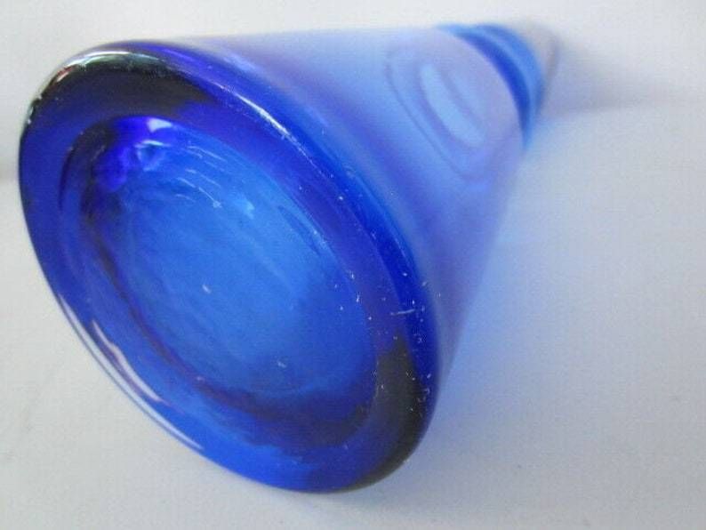 Scandinavian Riihimaki Style Blue Cased Hooped Glass photo buy