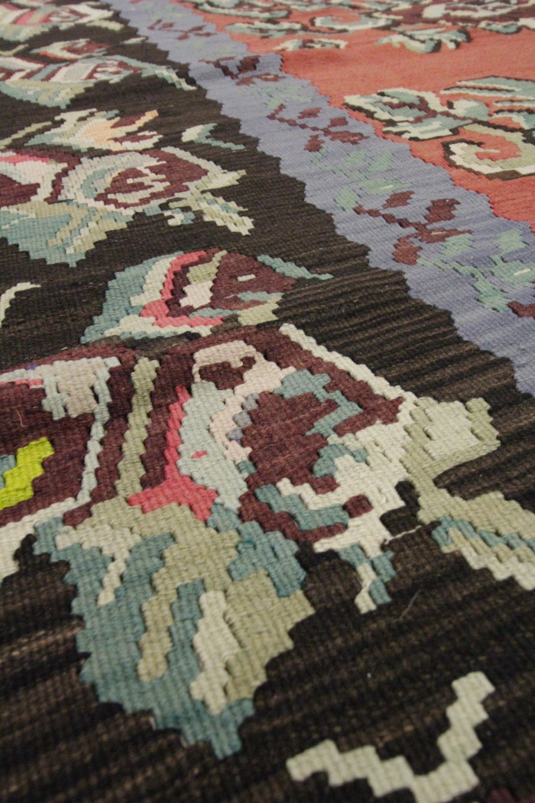 Traditional Floral Wool Kilim Handmade Rug Antique Living Room Area Rug photo 3200.0