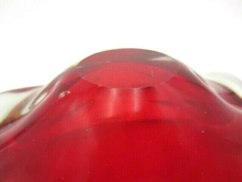 Red Lobed Murano Sommerso Art Glass Bowl Freeform Stunning Murano Sommerso photo vintage