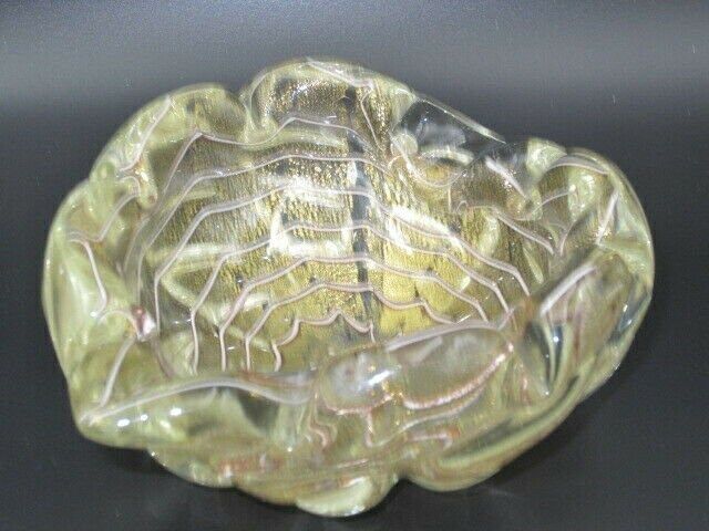 Barovier And Toso Heart Shape 24k Gold Leaf Zebrati Murano Glass Bowl photo buy