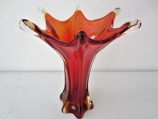 Seguso Era .Art Glass Vase Shades Of Amberina Sommerso In Clear Glass Glows Uv photo furniture
