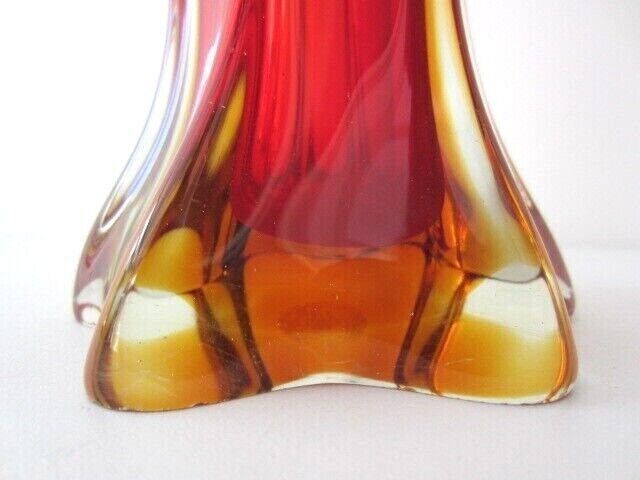 Seguso Era .Art Glass Vase Shades Of Amberina Sommerso In Clear Glass Glows Uv photo vintage