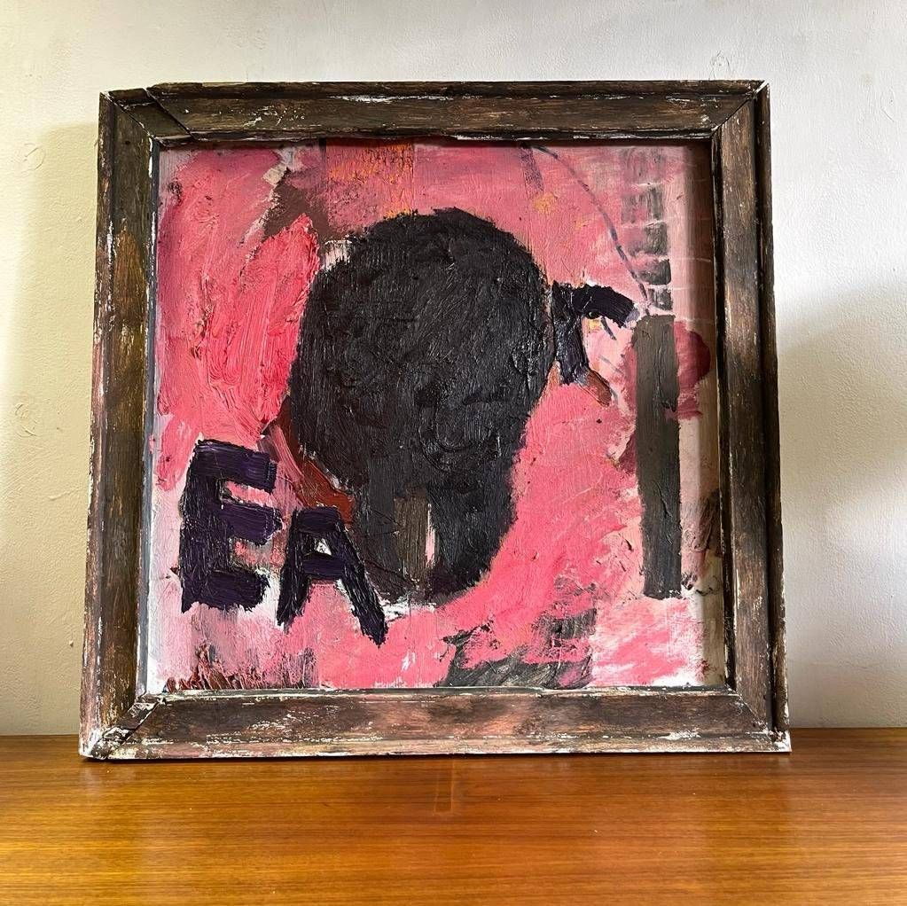 Abstract Oil Painting On Reclaimed Wood & Frame