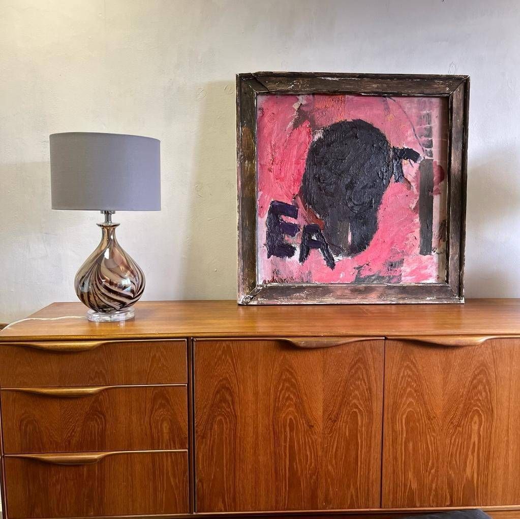 Abstract Oil Painting On Reclaimed Wood & Frame photo for sale