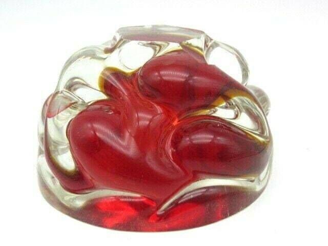 photo for sale Archimede Seguso Geode Sommerso Red Art Glass Jelly Mould Geode Murano Bowl 50s