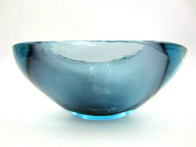 Space Age Turquoise Blue Sommerso Art Glass Geode Bowl Murano Barbini Seguso Era photo 83.0