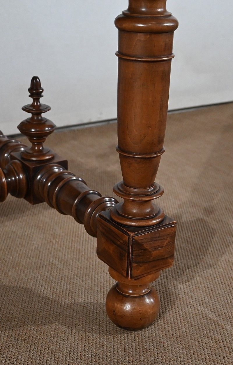 photo buy Game Table In Solid Walnut And Incarnat Turquin Marble, Louis XIII Style, Early 20th Century