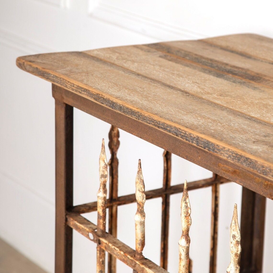Fabulous Antique Early 20th Century French Wrought Iron And Wood Console Table photo 1185.0