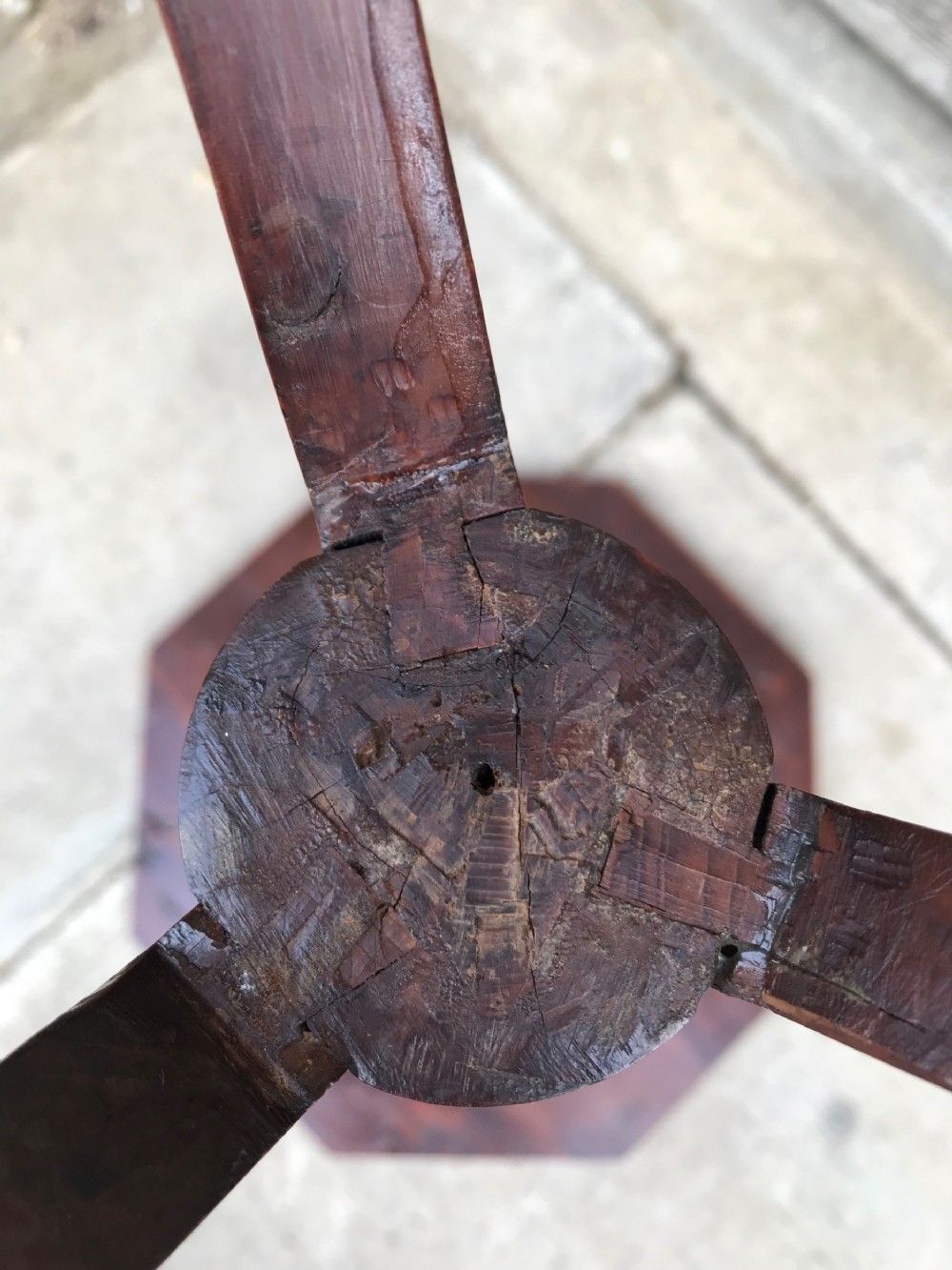 photo for sale Antique Small Yew Wood Tripod Table/Kettle Stand