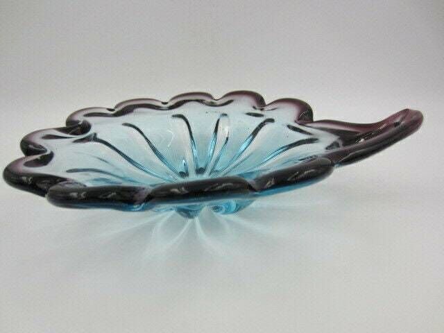 Blue And Purple Mid Century Murano Sommerso Poli Seguso Era 60’s Art Glass Bowl photo 93.0