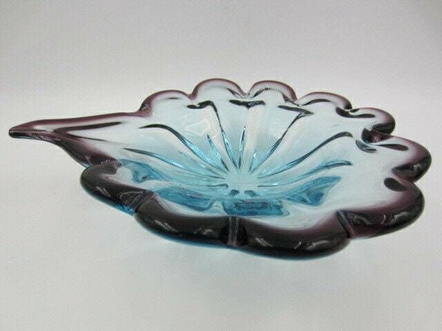Blue And Purple Mid Century Murano Sommerso Poli Seguso Era 60’s Art Glass Bowl photo vinterior