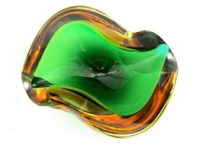 Xl Murano Archimede Seguso Space Age Sculpture Sommerso Green Amber Glass Geode photo 209.0