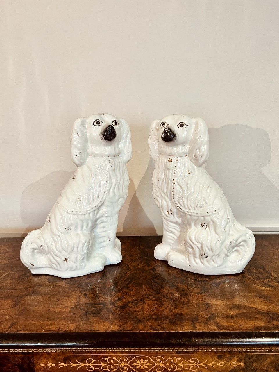 Large Pair Of Victorian Seated Staffordshire Spaniel Dogs photo 465.0