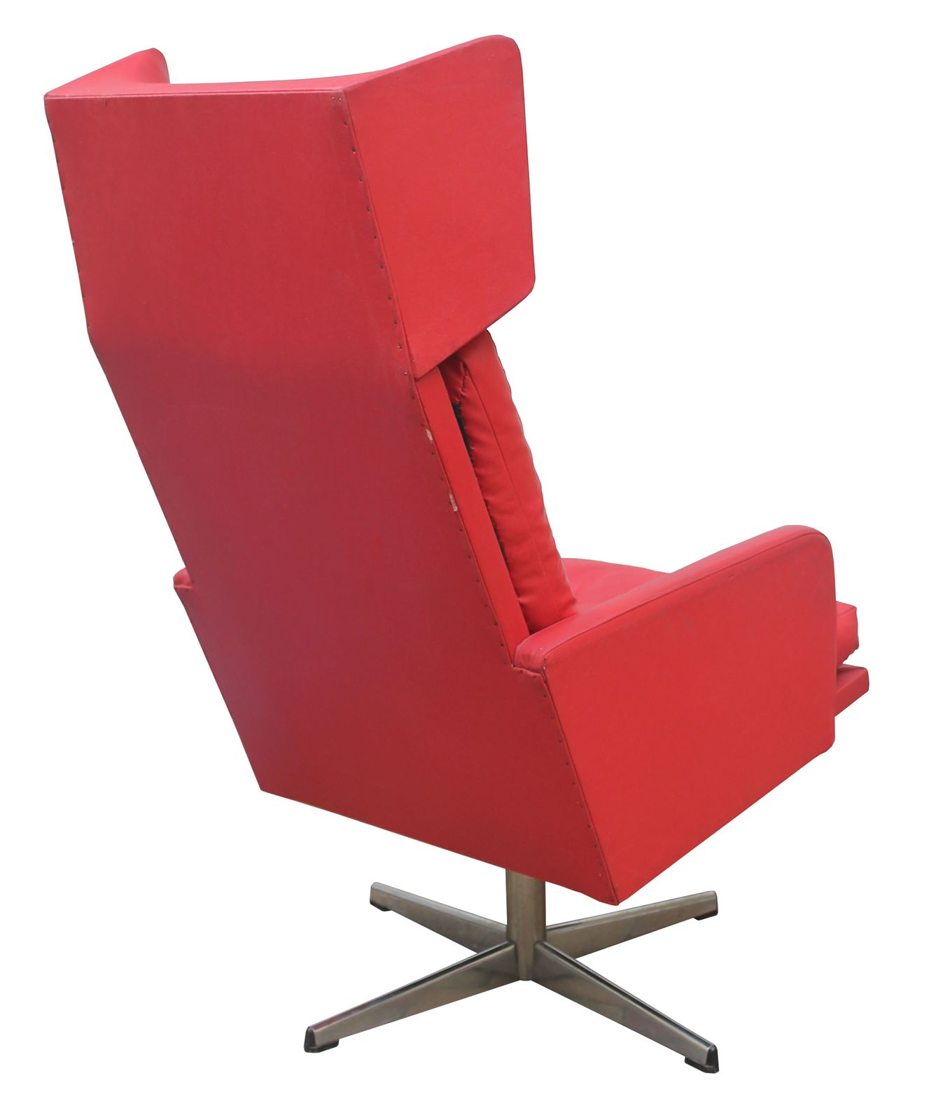 1970s Red Leather Swivel Armchair photo 390.0
