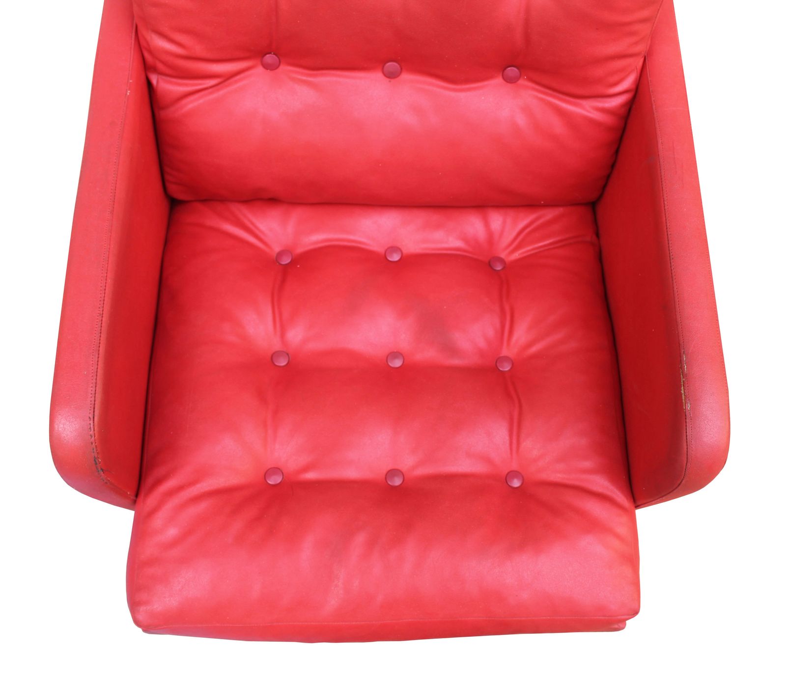 Furniture 1970s Red Leather Swivel Armchair photo