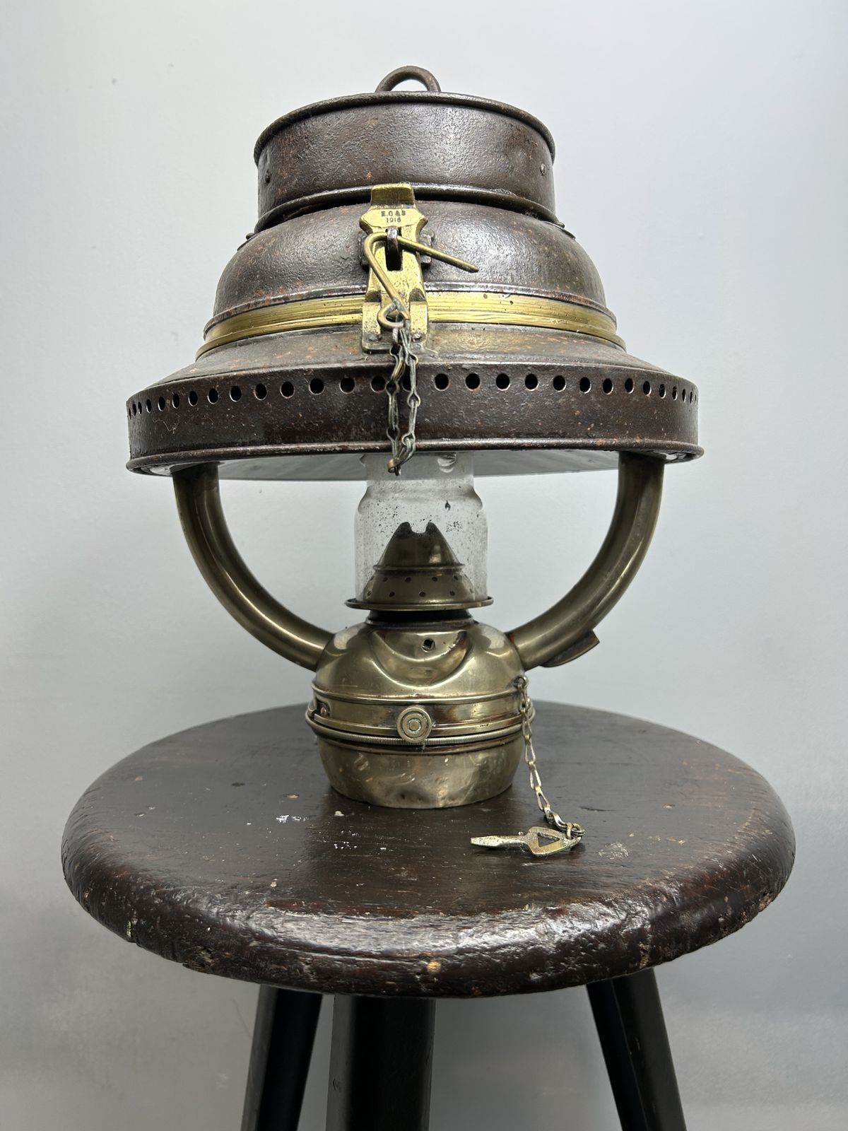 Antique Griffiths & Sons Uk Copper And Brass Oil Lantern , 1915 photo 350.0